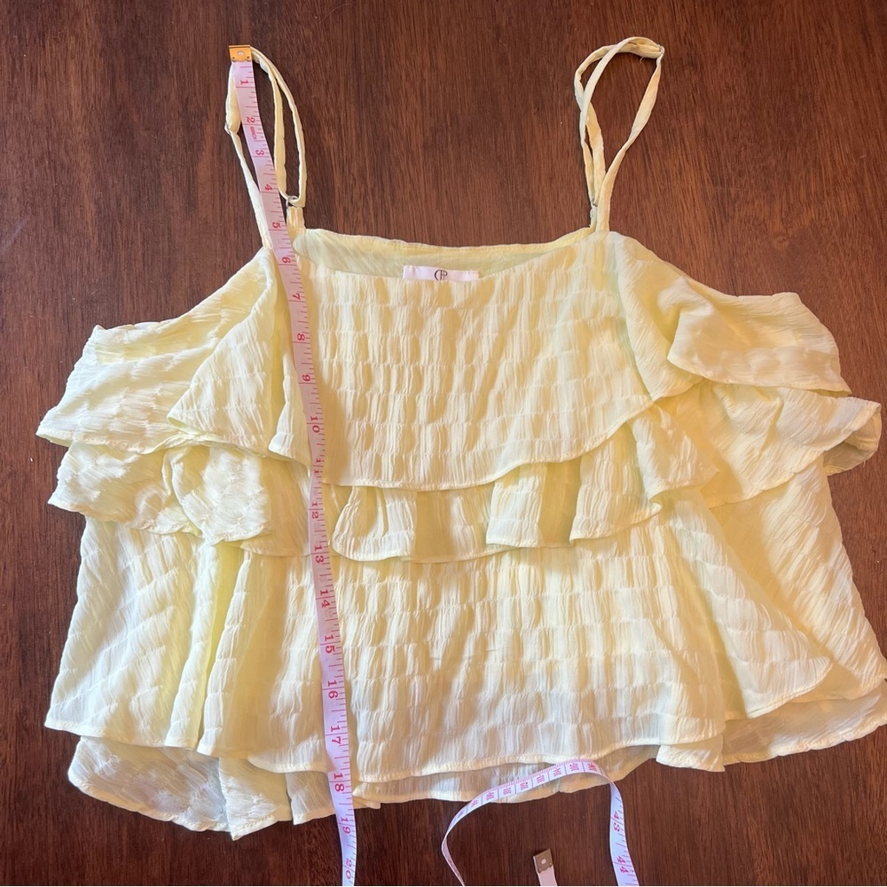 Yellow Ruffle Tiered Cropped Tank - Picture 3 of 5